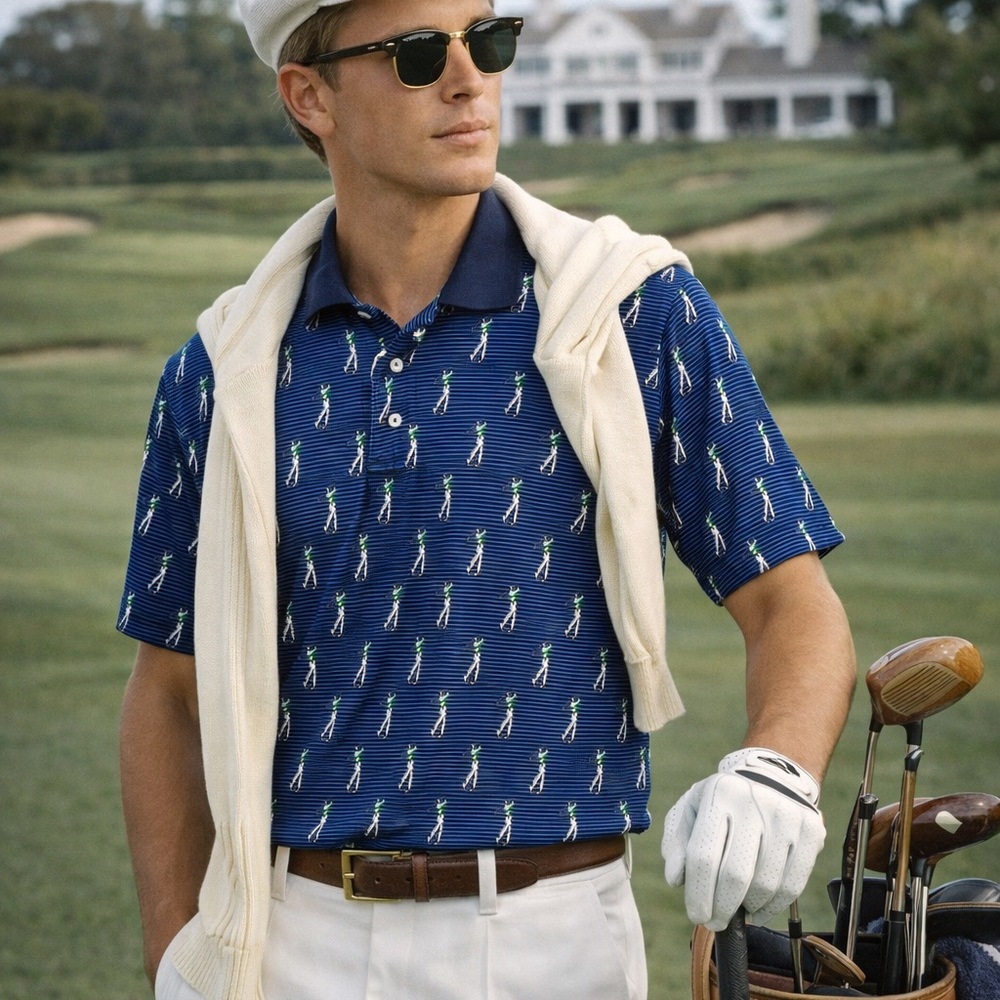 Ralph Lauren vintage blue striped golfer polo